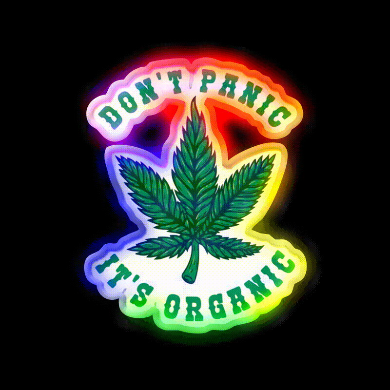 Dont Panic Its Organic Hemp Inspired Green Leaf Led Neon Sign Rgb Color