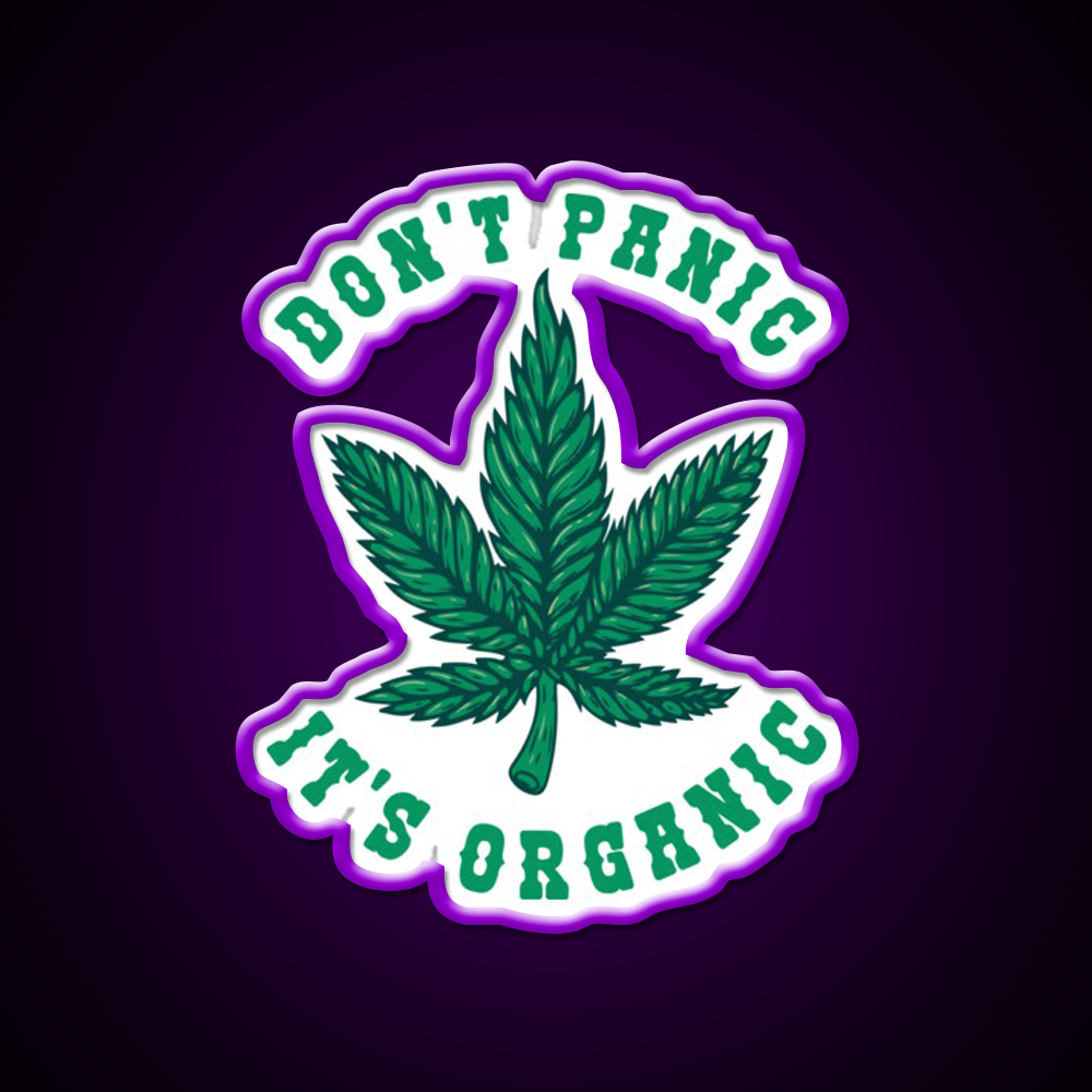 Dont Panic Its Organic Hemp Inspired Green Leaf Led Neon Sign Rgb Color