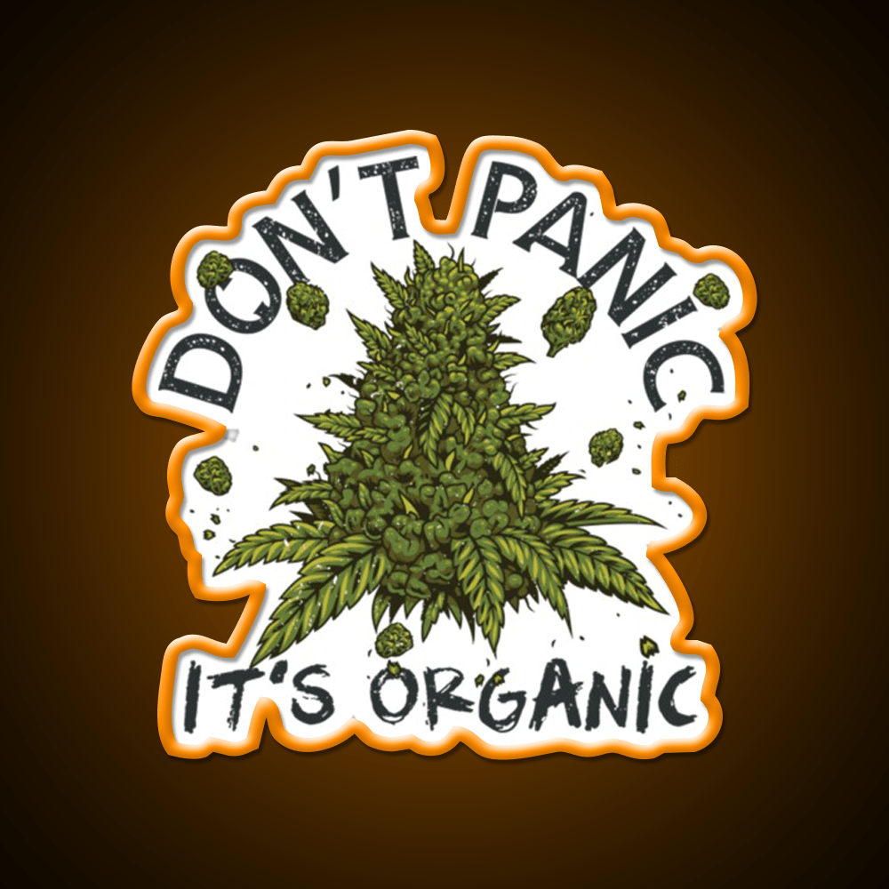 Dont Panic Its Organic Organic Hemp Inspired Green Leaf Led Neon Sign Rgb Color - Shineneon