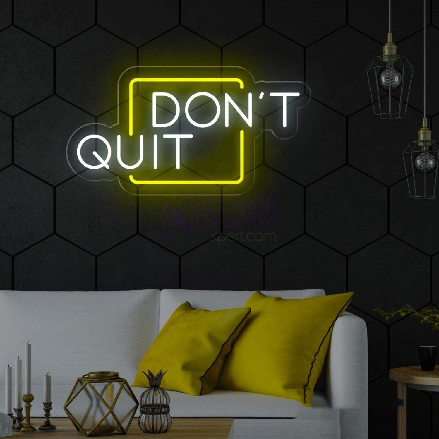 Dont Quit Red Frame White Text Led Neon Sign For Home Gym Office Decor | Shineneon