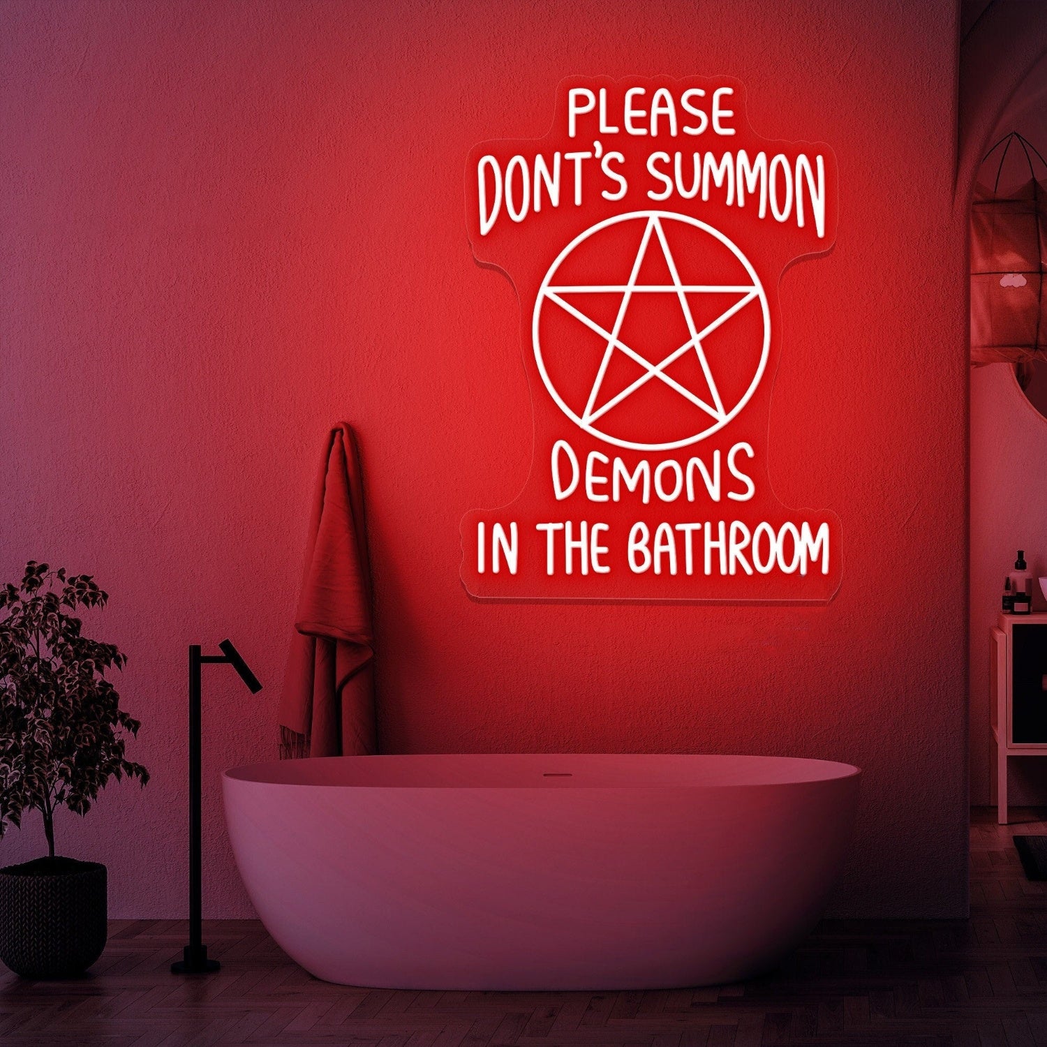 Dont Summon Demons In The Bathroom Neon Sign Gothic Room Decor | Shineneon