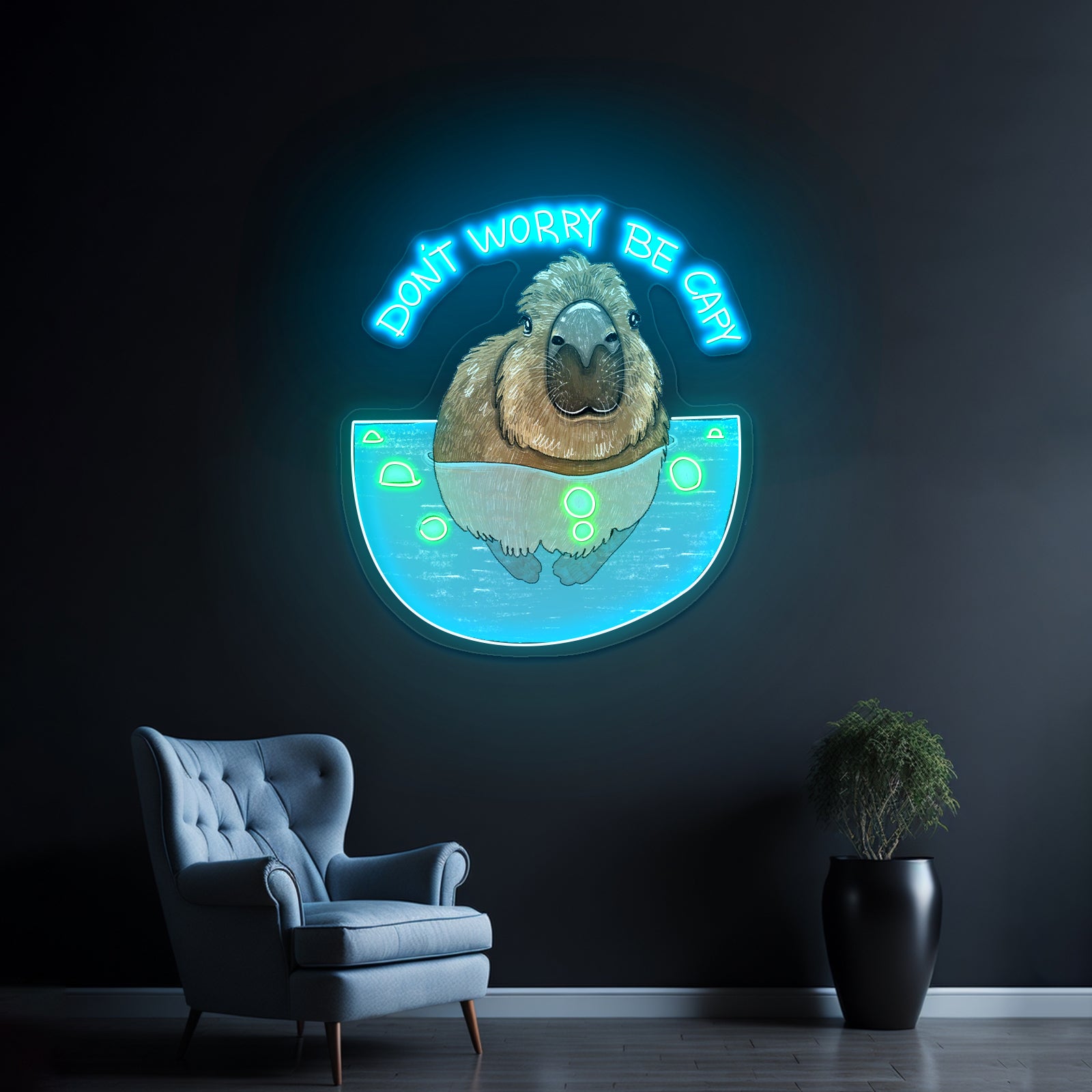 Dont Worry Be Capy Capybara Funny Animal Led Neon Signs