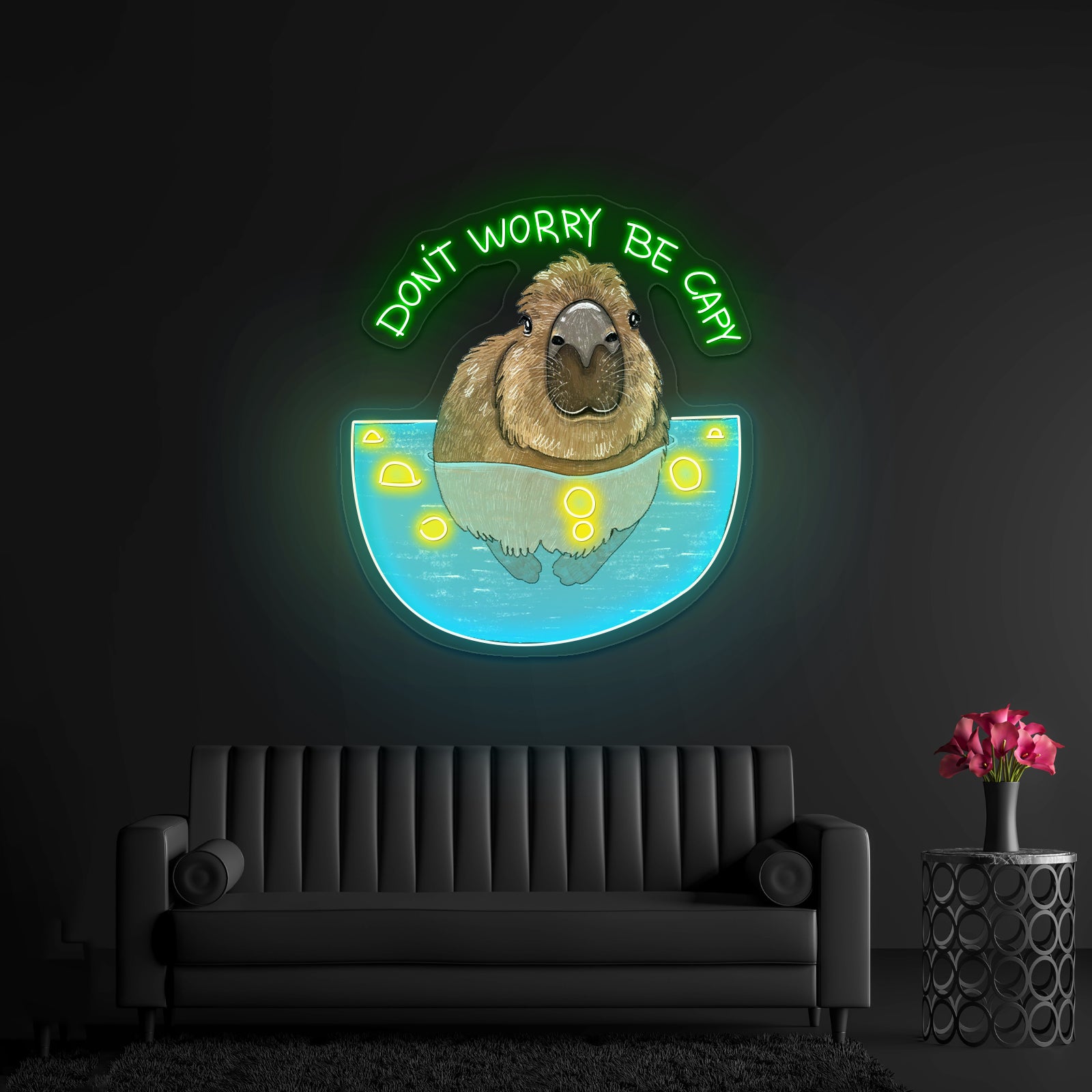 Dont Worry Be Capy Capybara Funny Animal Led Neon Signs