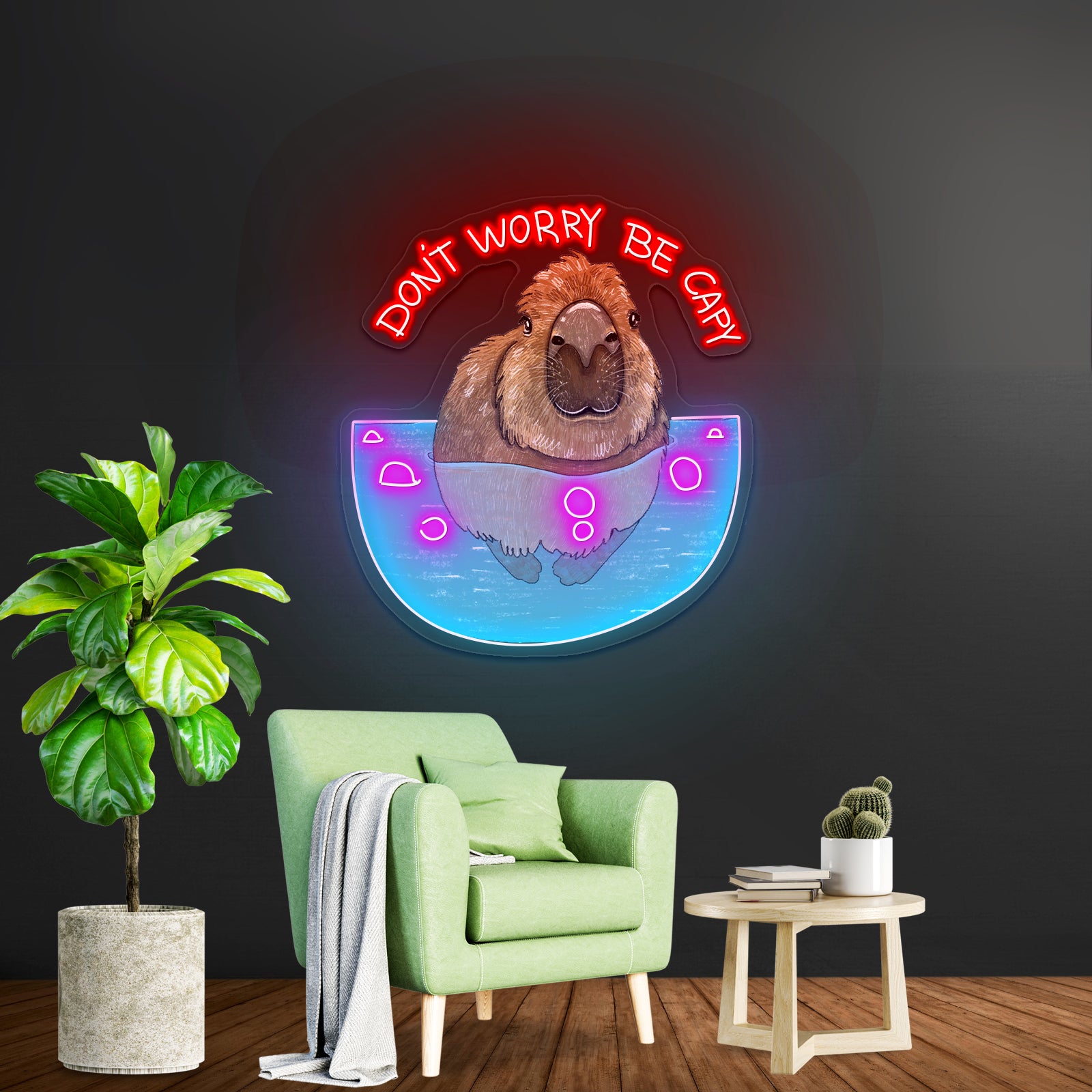 Dont Worry Be Capy Capybara Funny Animal Led Neon Signs