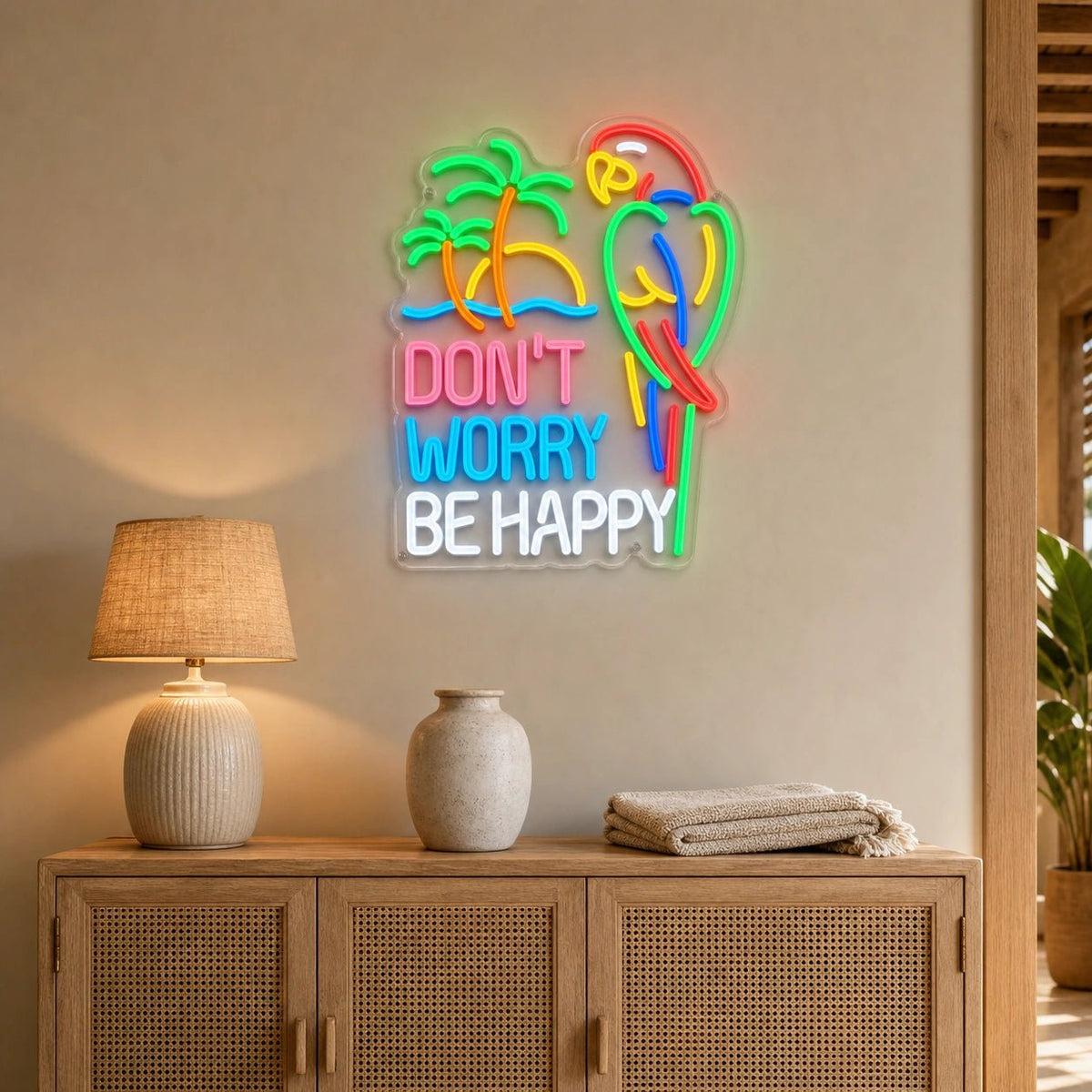 Dont Worry Be Happy LED Neon Sign Man Cave Neon Sign - Shineneon