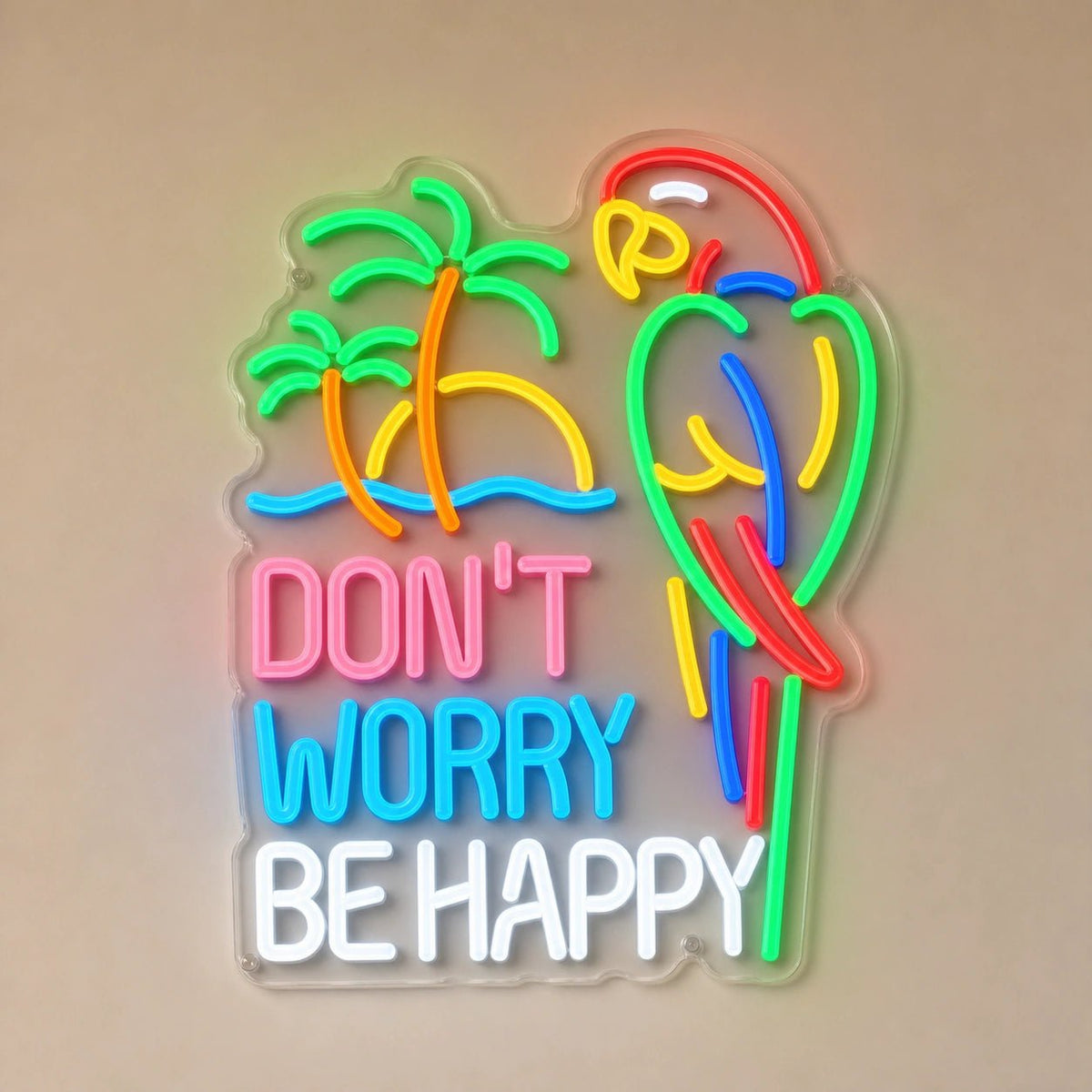 Dont Worry Be Happy LED Neon Sign Man Cave Neon Sign - Shineneon