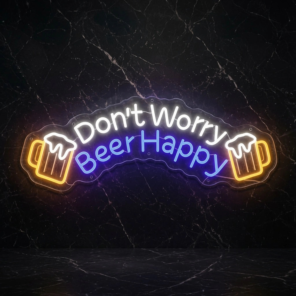 Don't Worry Beer Happy LED Neon Sign - 01 Original Product Image