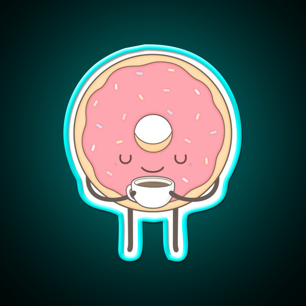 Donut Loves Coffee Snack Food Led Neon Sign Rgb Color