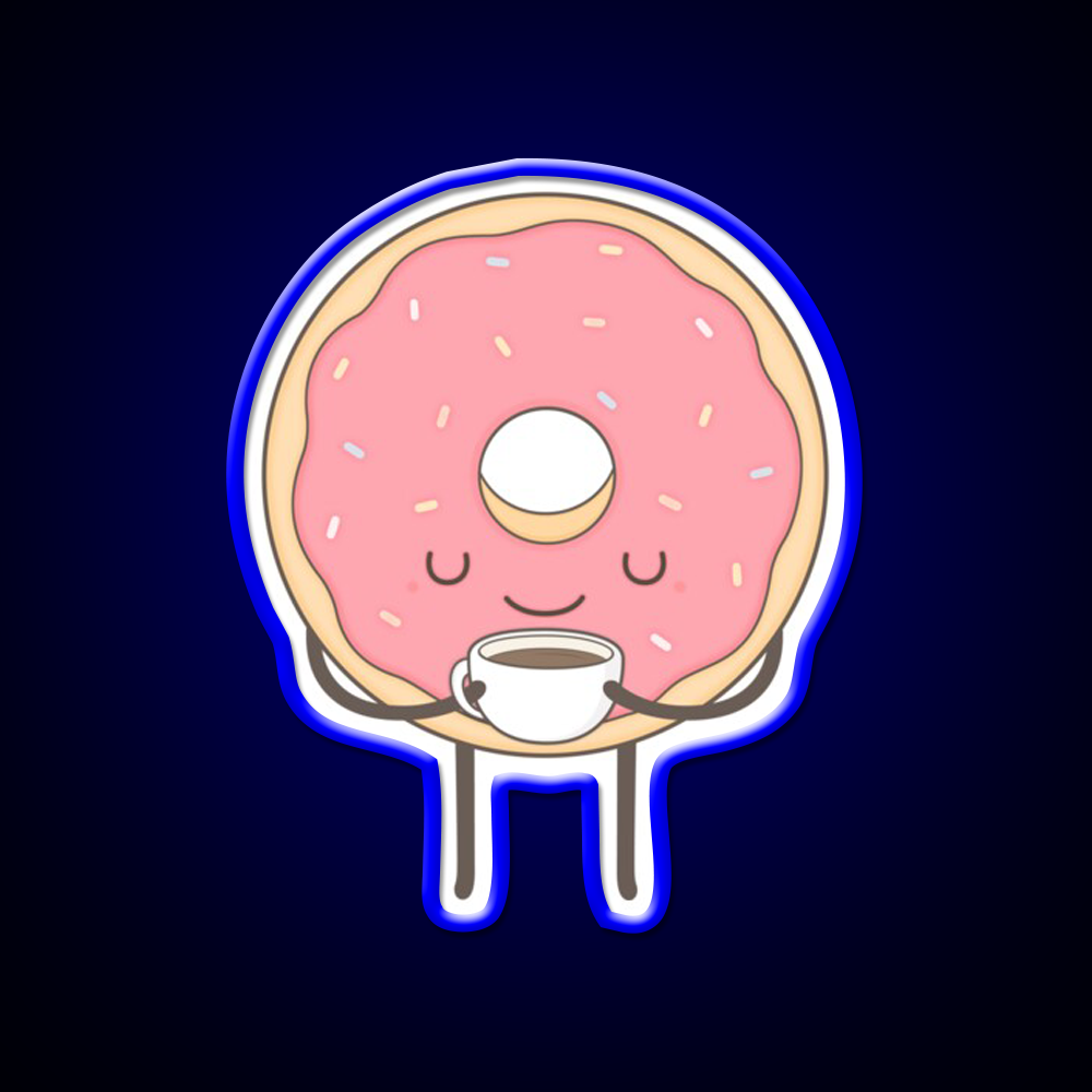 Donut Loves Coffee Snack Food Led Neon Sign Rgb Color