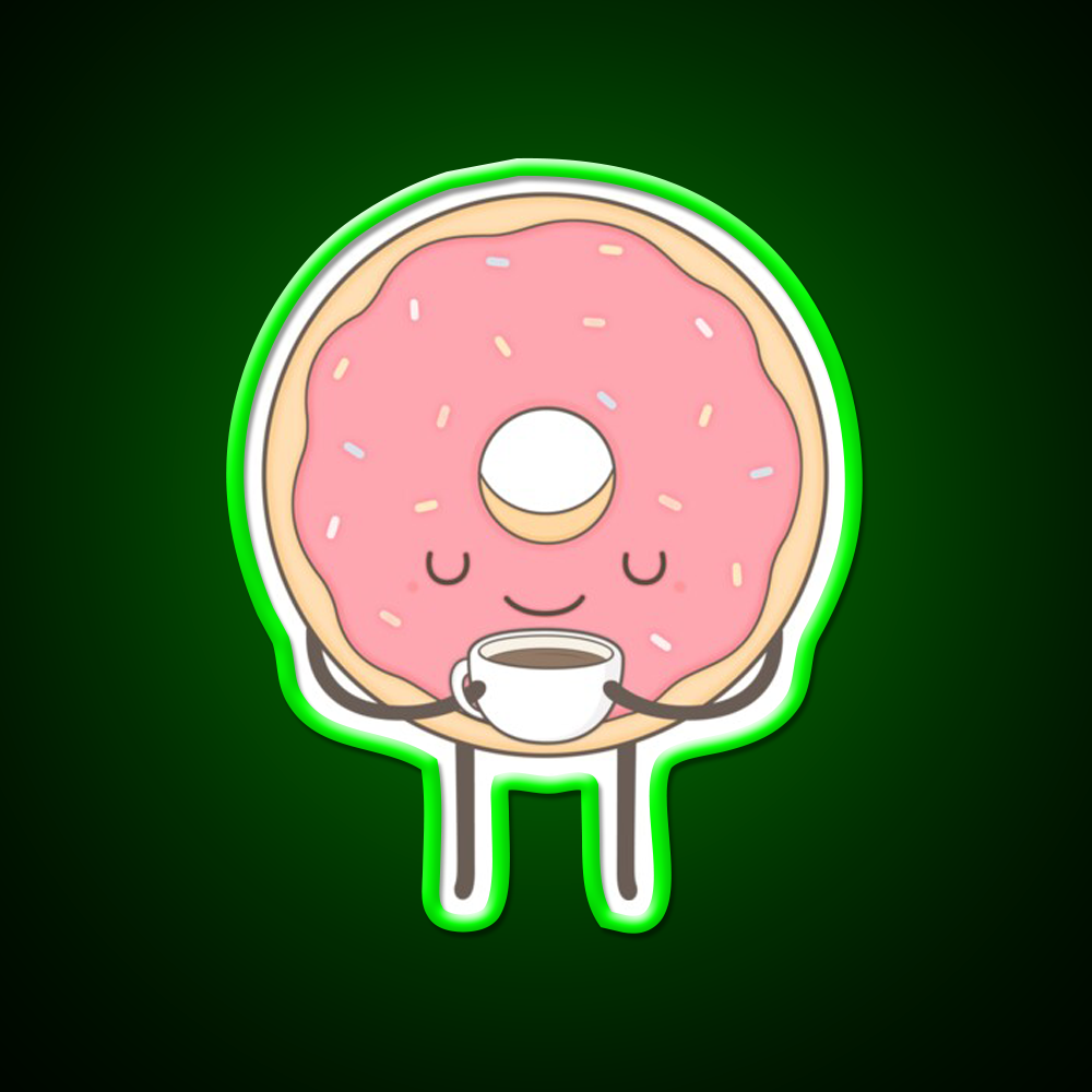 Donut Loves Coffee Snack Food Led Neon Sign Rgb Color