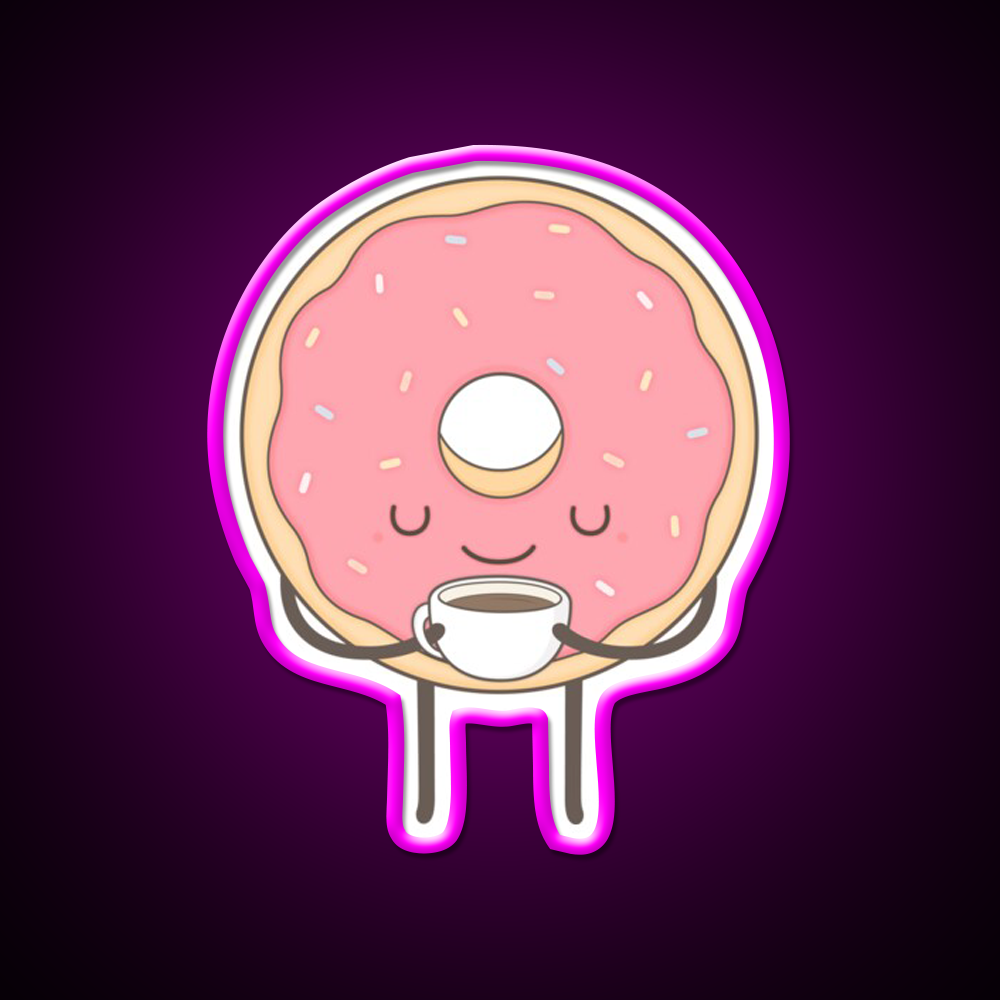 Donut Loves Coffee Snack Food Led Neon Sign Rgb Color