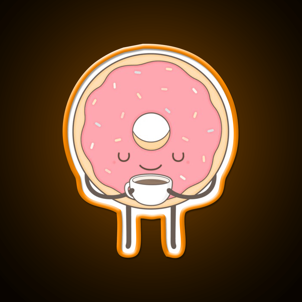 Donut Loves Coffee Snack Food Led Neon Sign Rgb Color - Shineneon