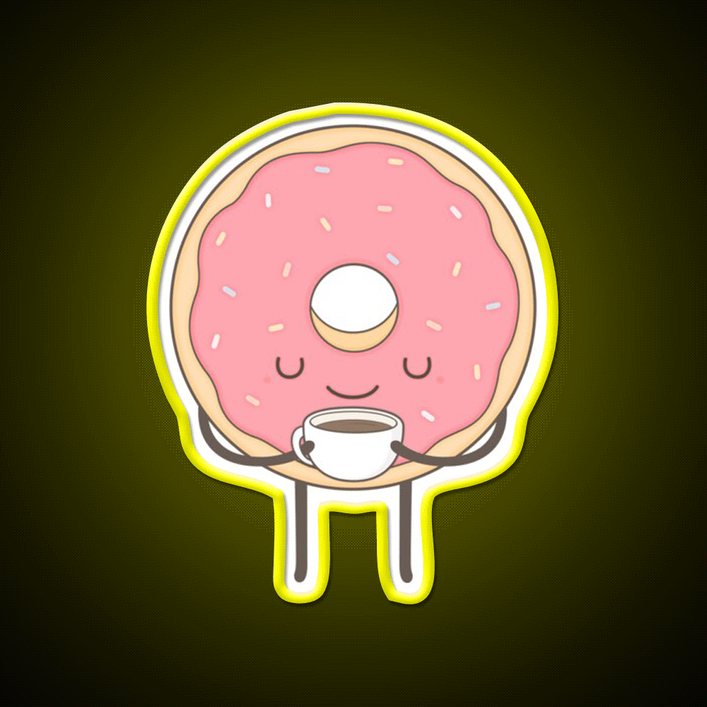Donut Loves Coffee Snack Food Led Neon Sign Rgb Color