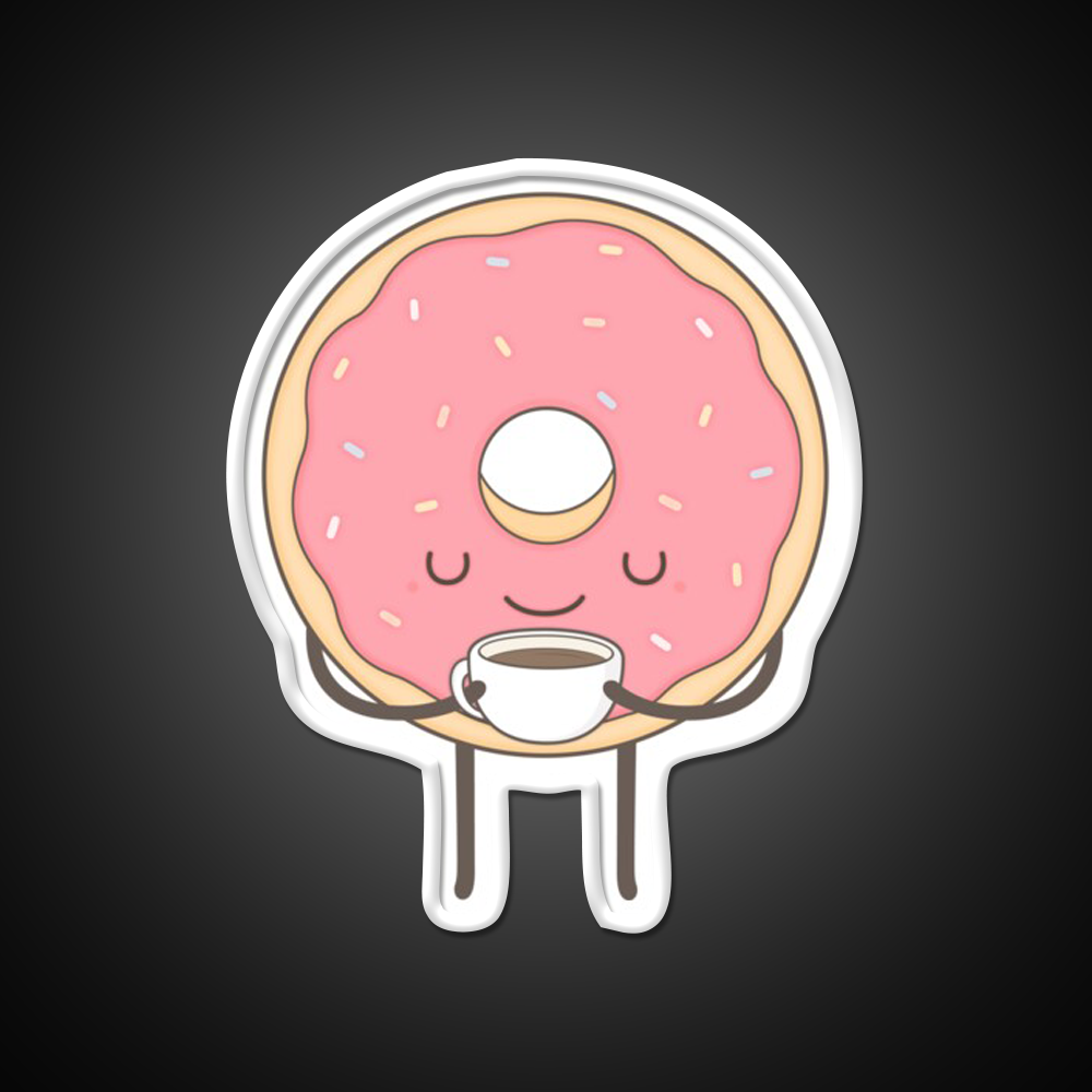 Donut Loves Coffee Snack Food Led Neon Sign Rgb Color