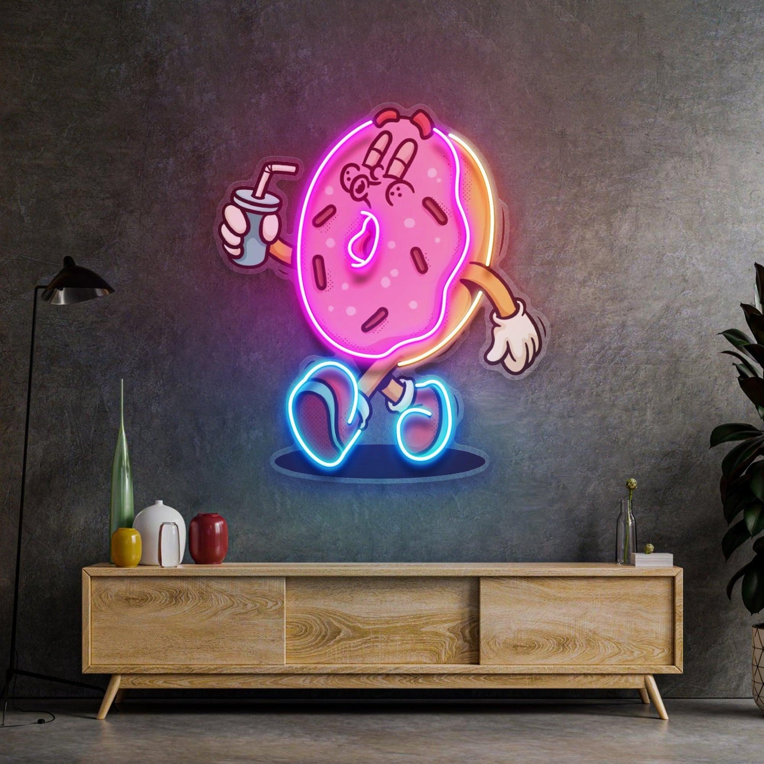 Donut Retro Pop Art Uv Printed Led Neon Sign For Home Cafe Decor | Shineneon