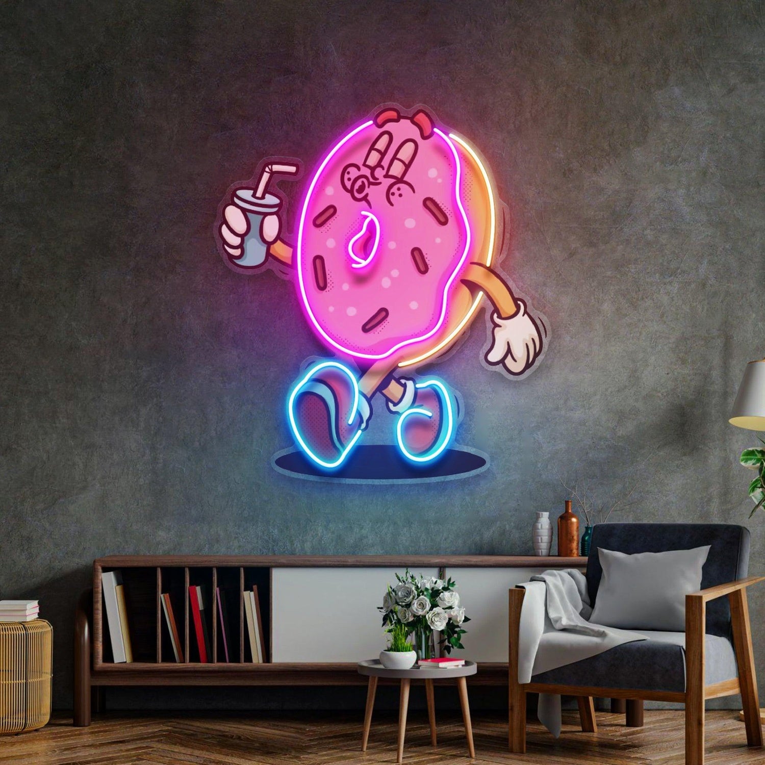 Donut Retro Pop Art Uv Printed Led Neon Sign For Home Cafe Decor | Shineneon