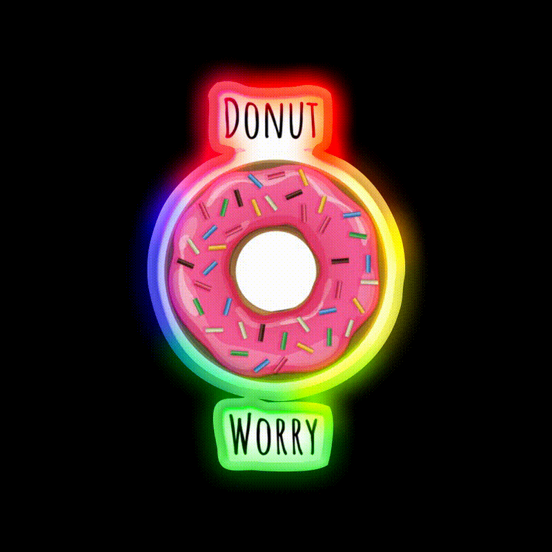 Donut Worry Fast Food Led Neon Sign For Burger Place Rgb Color