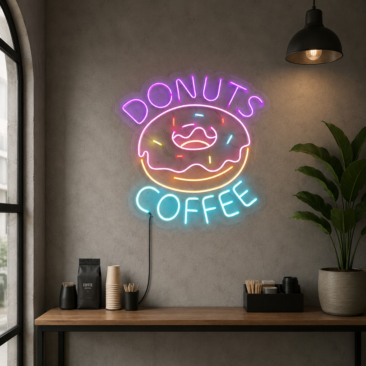 Donuts Coffee LED Neon Sign - 04 Size Image