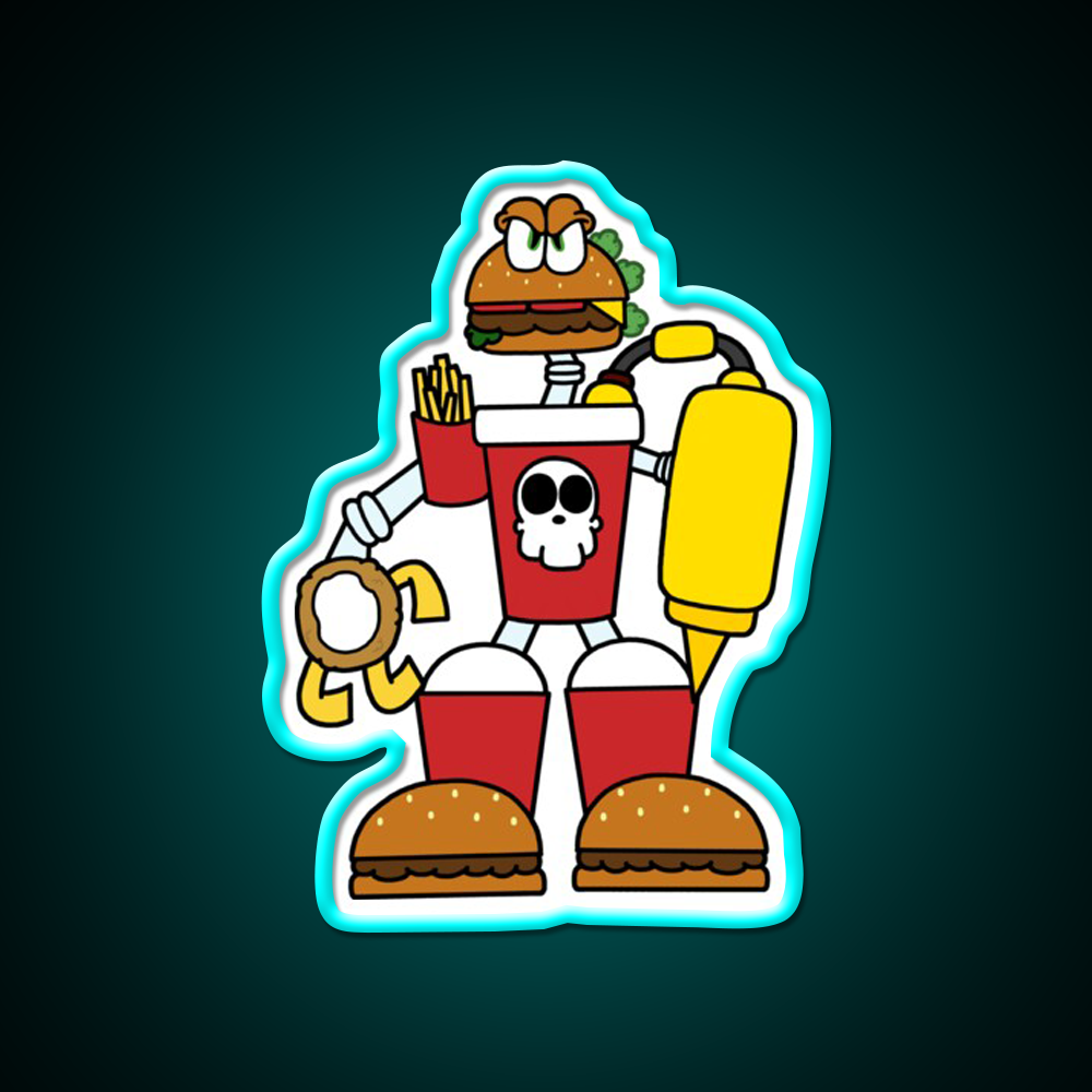 Doomsday Combo Meal Fast Food Led Neon Sign For Burger Place Rgb Color