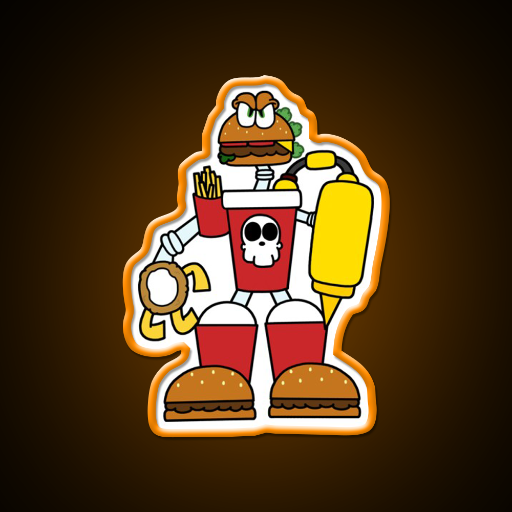 Doomsday Combo Meal Fast Food Led Neon Sign For Burger Place Rgb Color