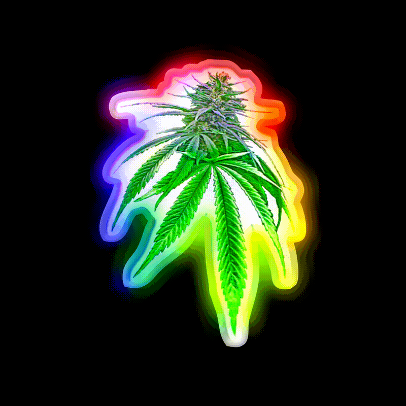 Dope Bud Hemp Inspired Green Leaf Led Neon Sign Rgb Color