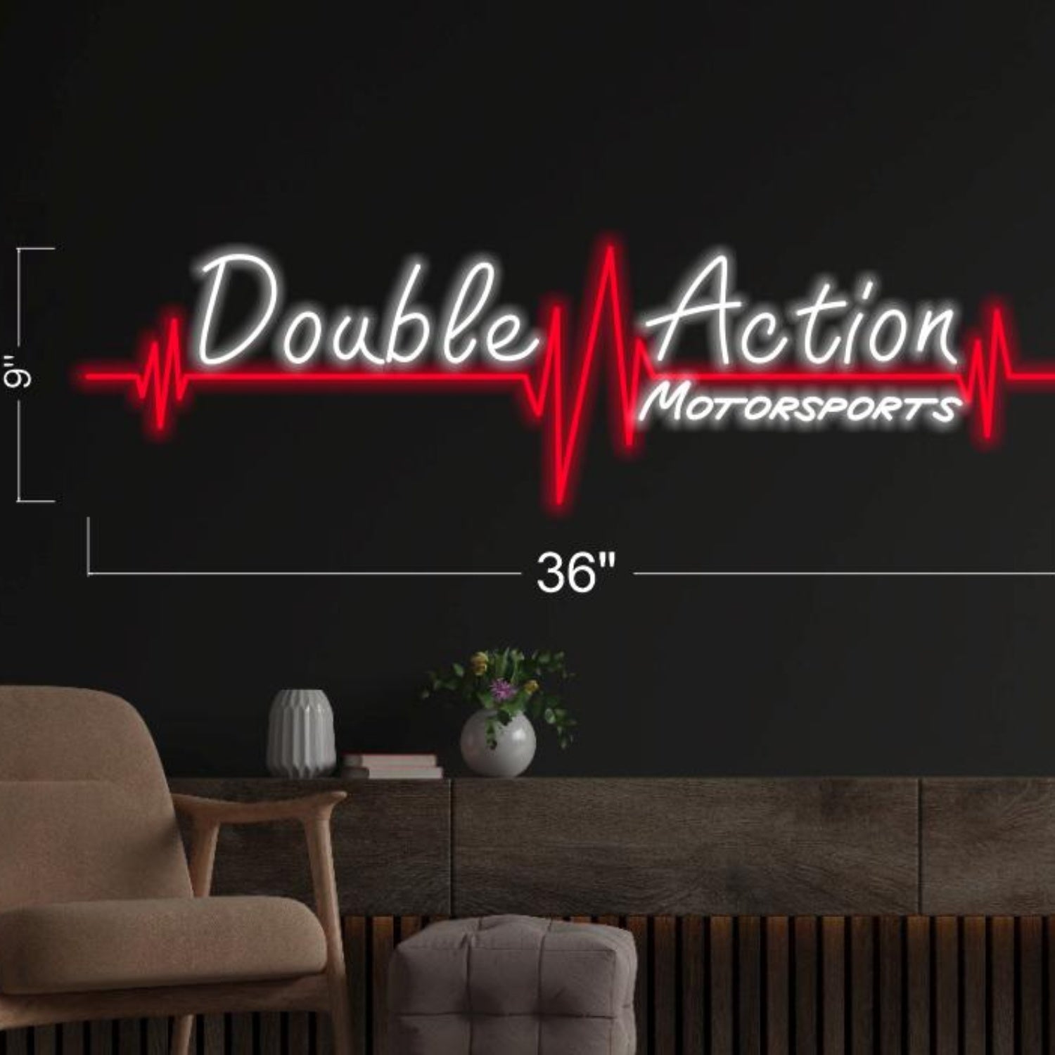 Double Action White Red Ecg Led Neon Sign For Motorsports Decor | Shineneon