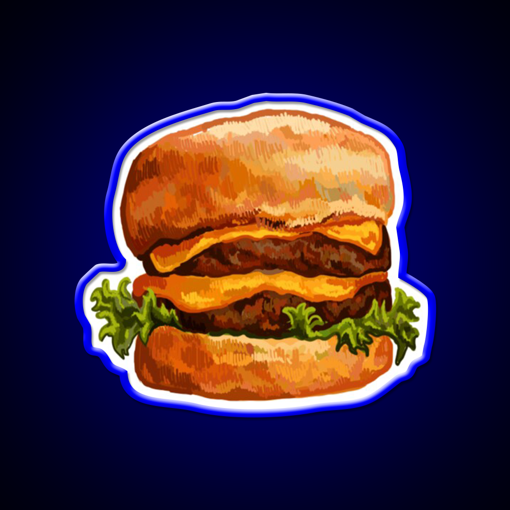 Double Cheeseburger Fast Food Led Neon Sign For Burger Place Rgb Color