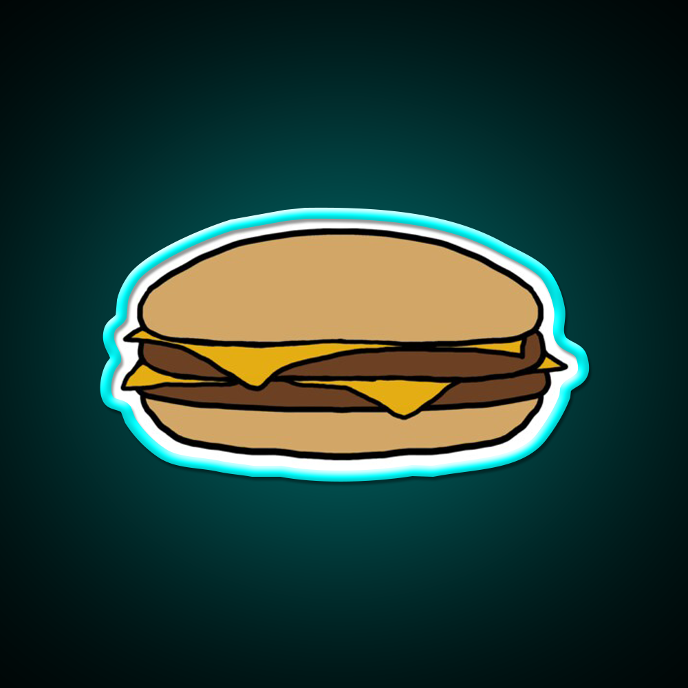 Double Cheeseburger Fast Food Led Neon Sign For Burger Place Wall Art Rgb Color