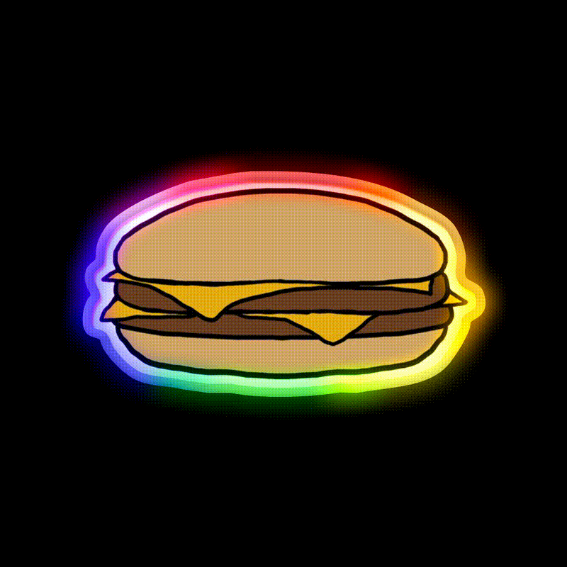 Double Cheeseburger Fast Food Led Neon Sign For Burger Place Wall Art Rgb Color