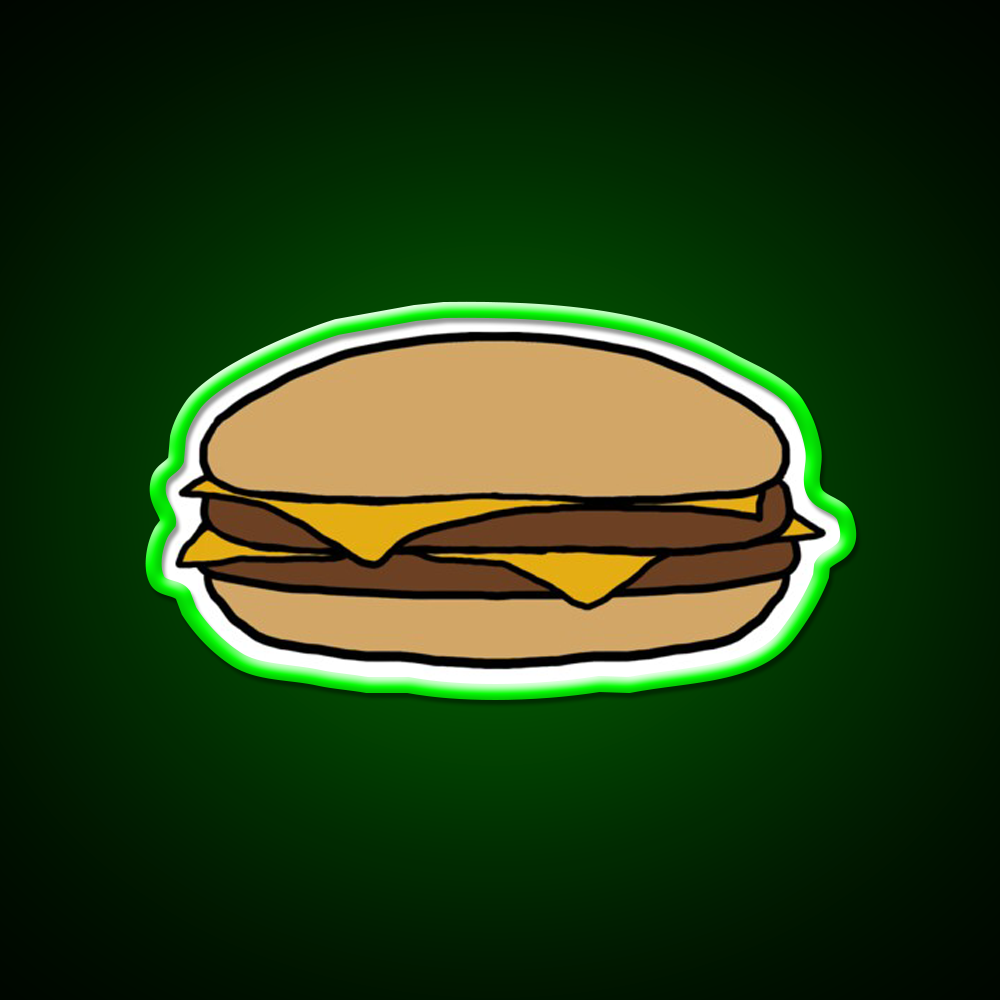 Double Cheeseburger Fast Food Led Neon Sign For Burger Place Wall Art Rgb Color