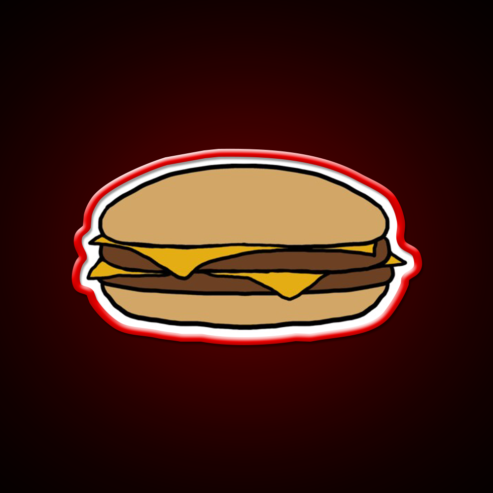 Double Cheeseburger Fast Food Led Neon Sign For Burger Place Wall Art Rgb Color