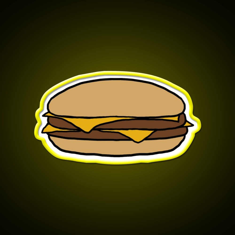 Double Cheeseburger Fast Food Led Neon Sign For Burger Place Wall Art Rgb Color - Shineneon