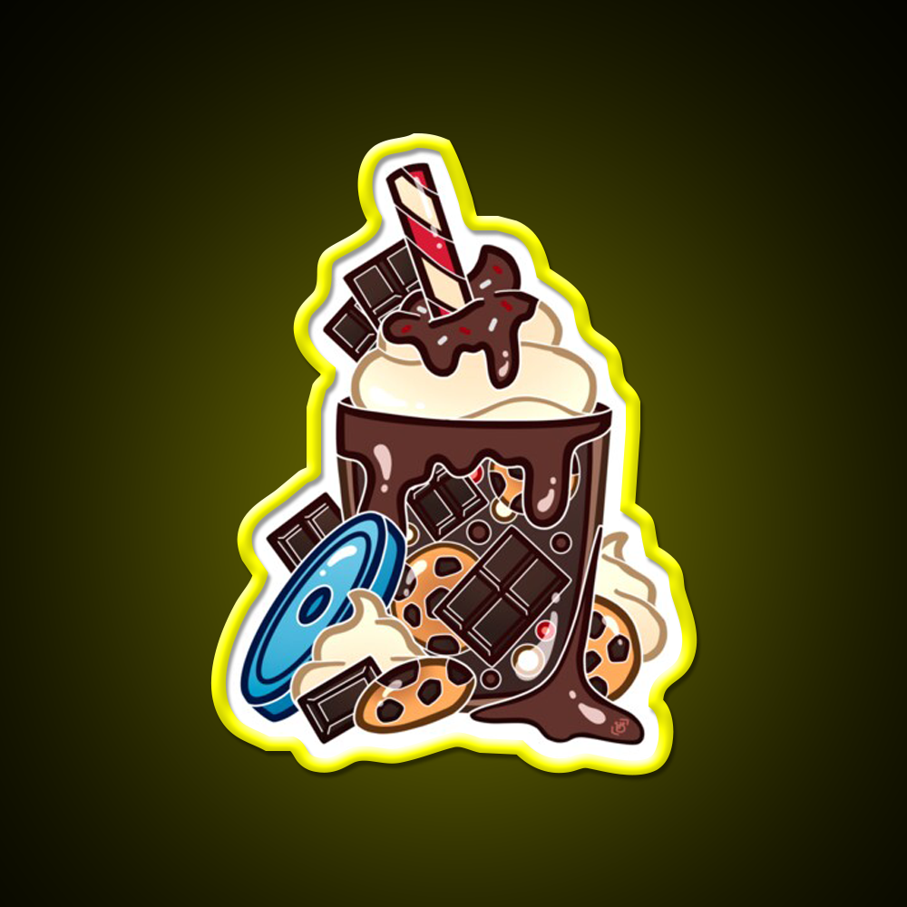 Double Chocolate Milkshake Fast Food Led Neon Sign For Burger Place Rgb Color