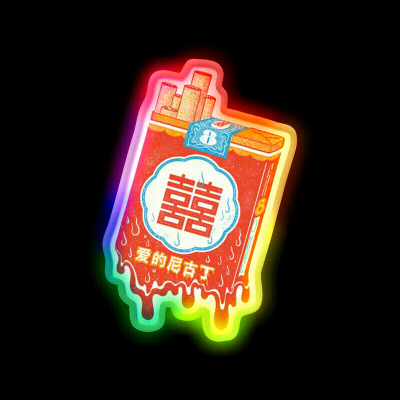 Double Happiness Led Neon Sign Chinese Food Rgb Color