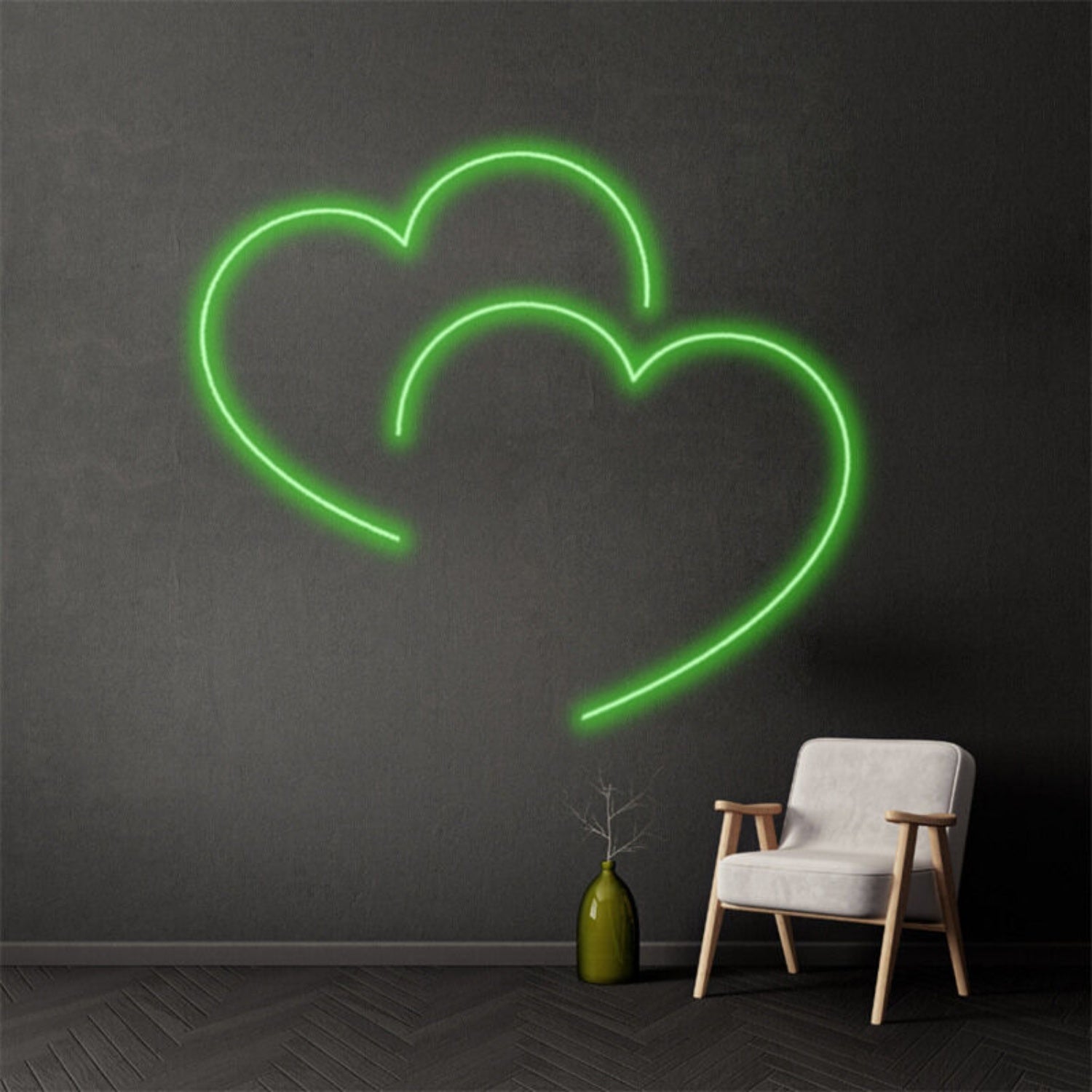 Double Heart Initials Part Led Neon Sign | Shineneon