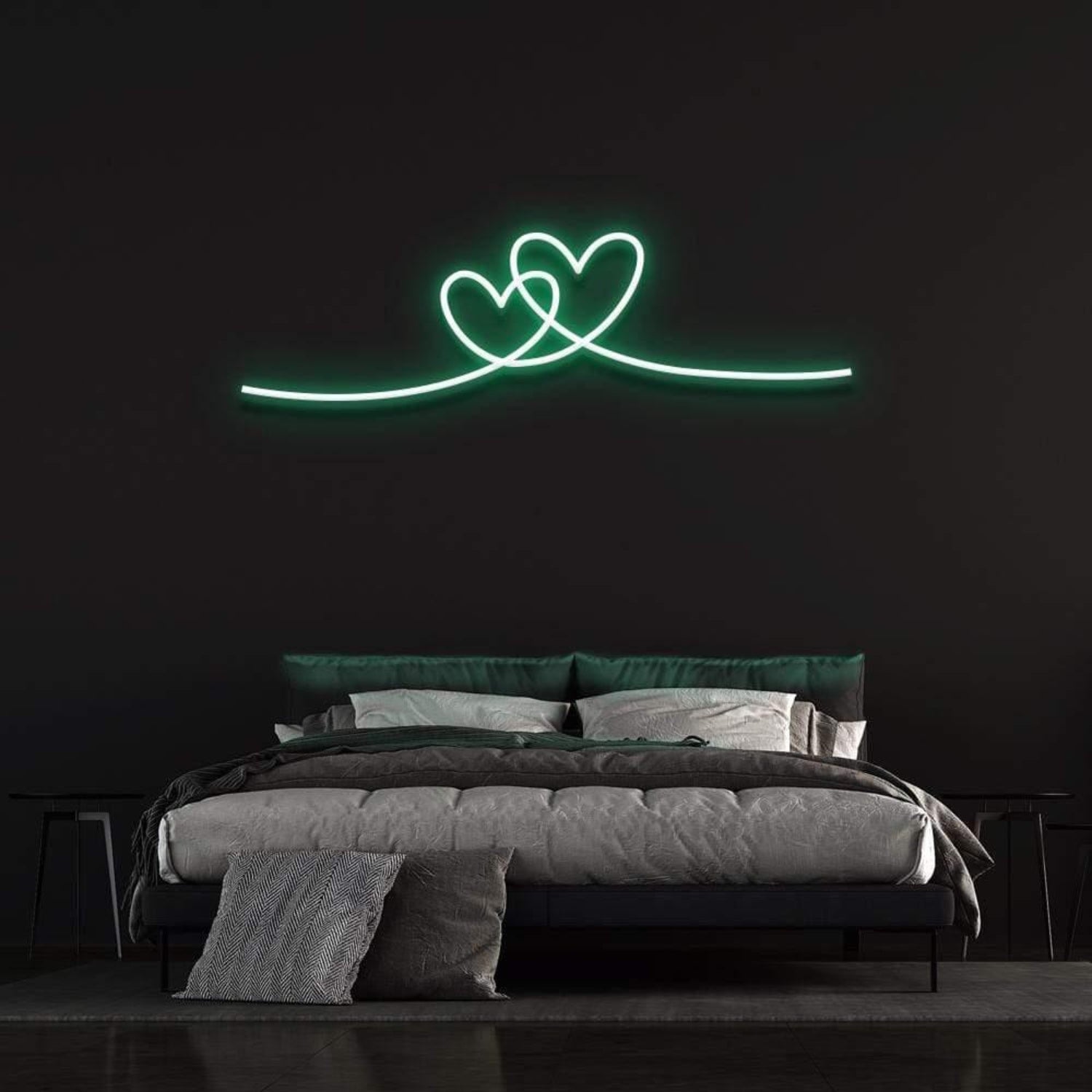 Double Hearts Interlinked Soft Pink Led Neon Sign For Romantic Bedroom Decor | Shineneon