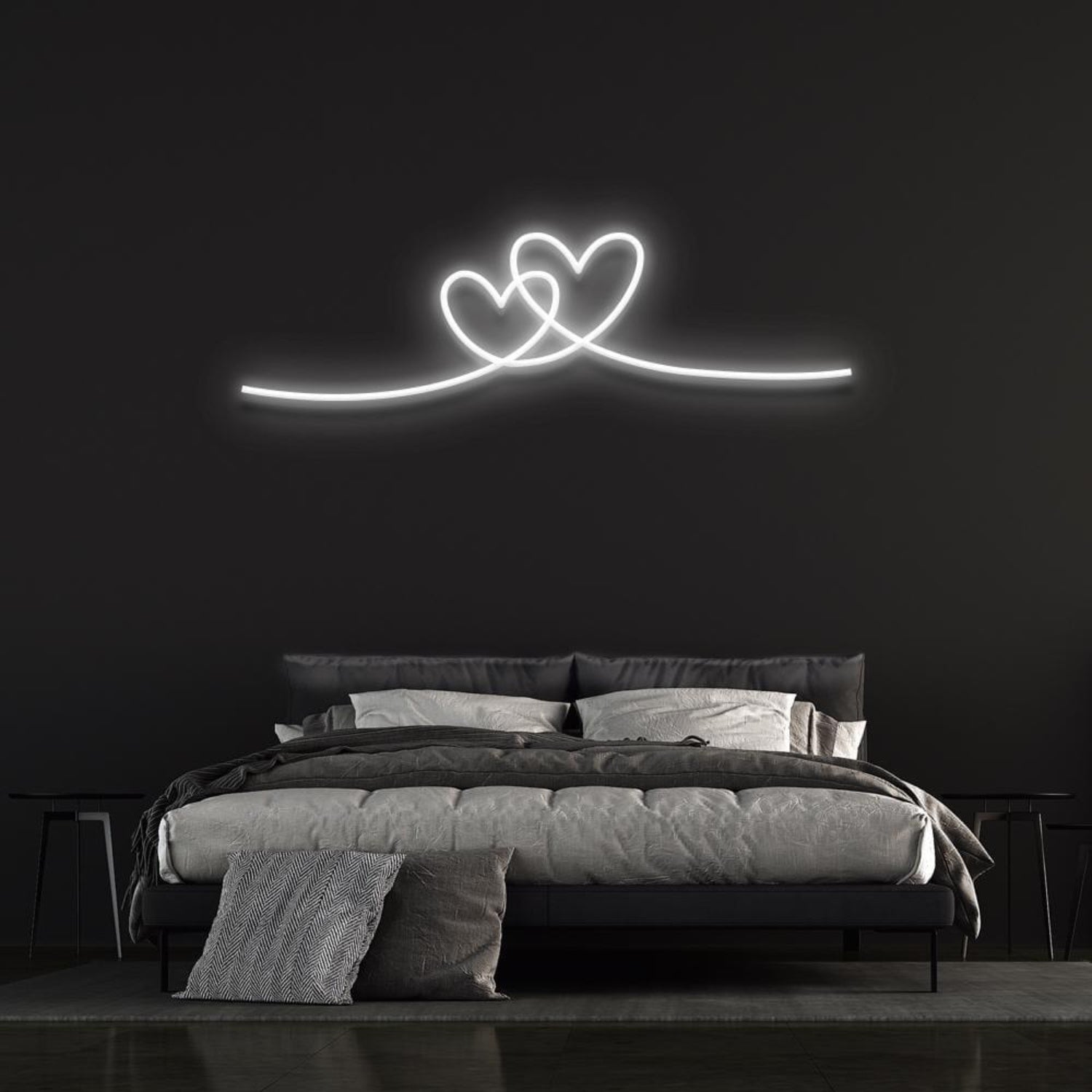 Double Hearts Interlinked Soft Pink Led Neon Sign For Romantic Bedroom Decor | Shineneon