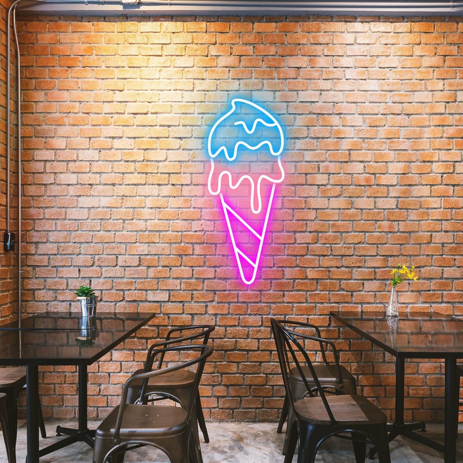 Double Scoop Ice Cream Fun Neon Display For Ice Cream Stands | Shineneon