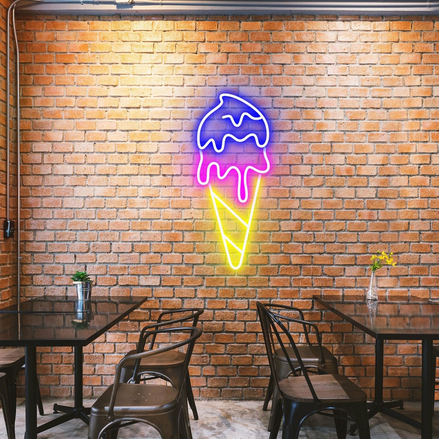 Double Scoop Ice Cream Fun Neon Display For Ice Cream Stands | Shineneon