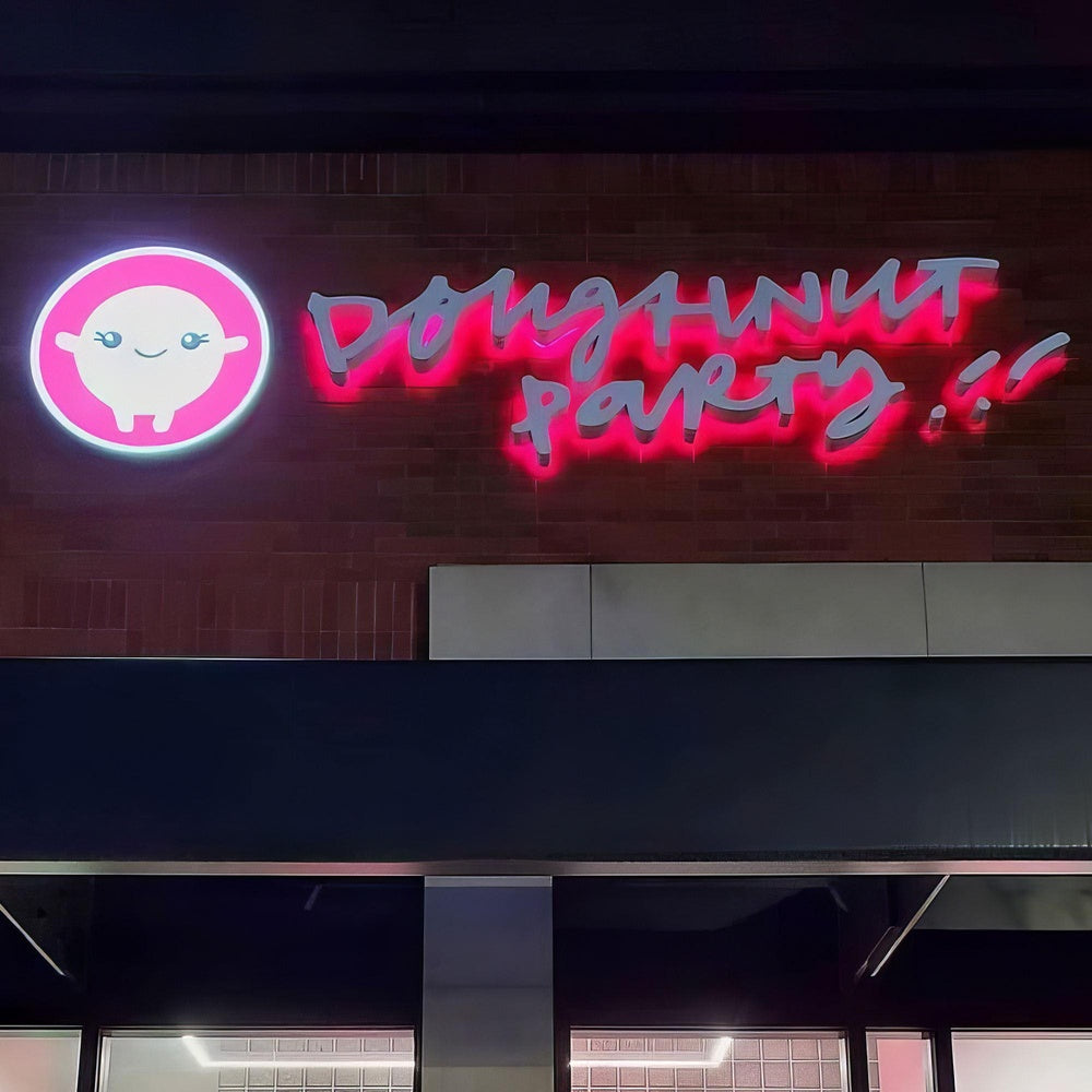 Doughnut Party 3D Front And Back Lit Letters Metal Led Sign