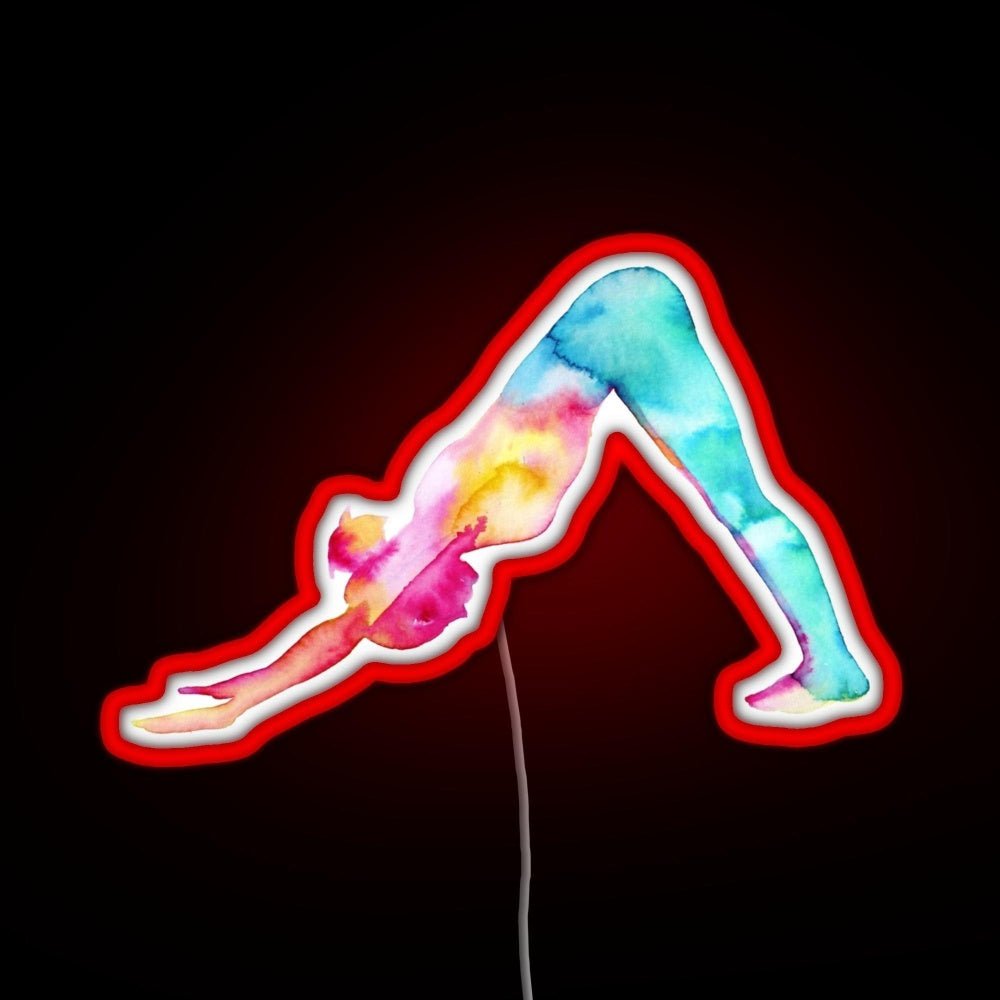 Downward Facing Dog In Watercolors Rgb Neon Sign - Shineneon
