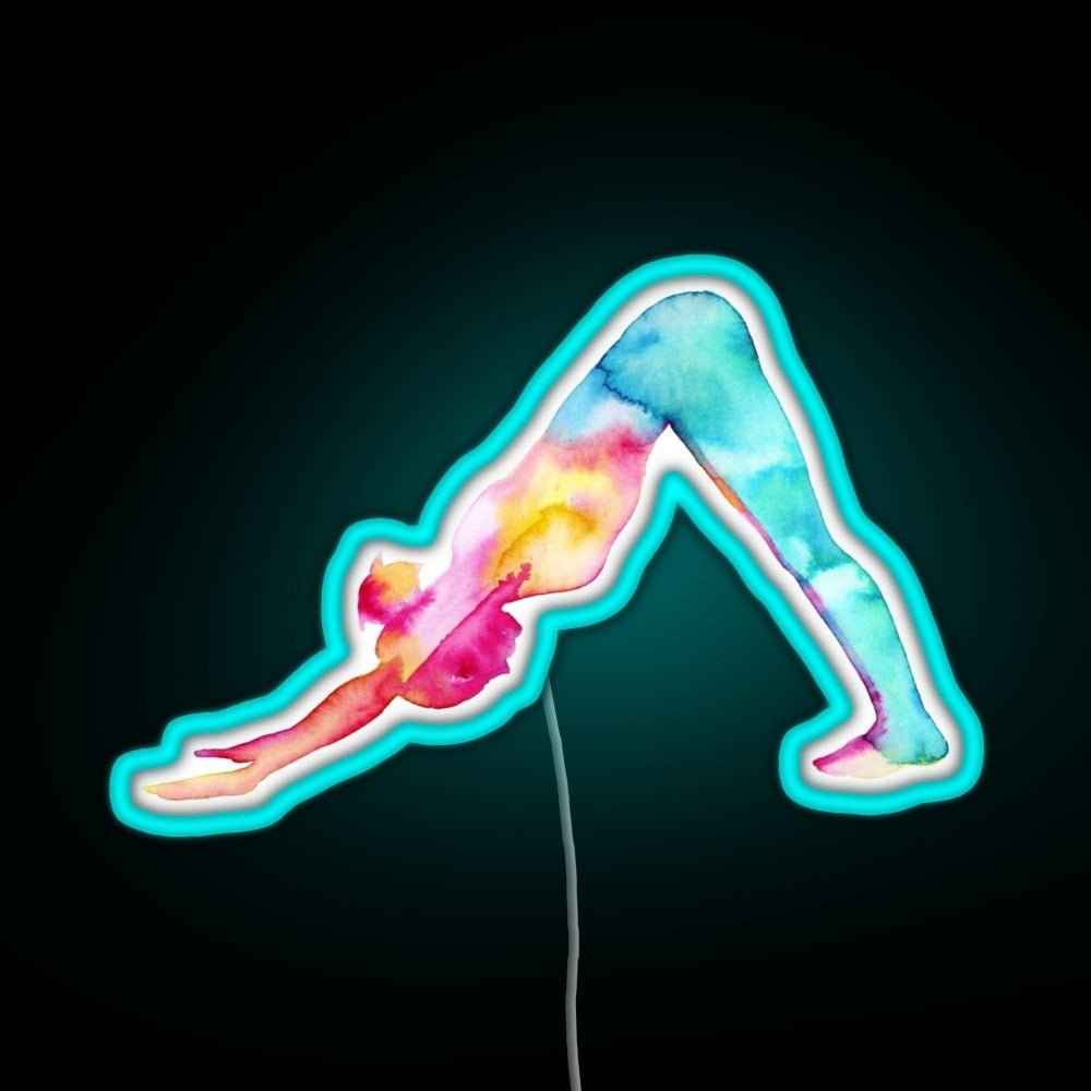Downward Facing Dog In Watercolors Rgb Neon Sign - Shineneon