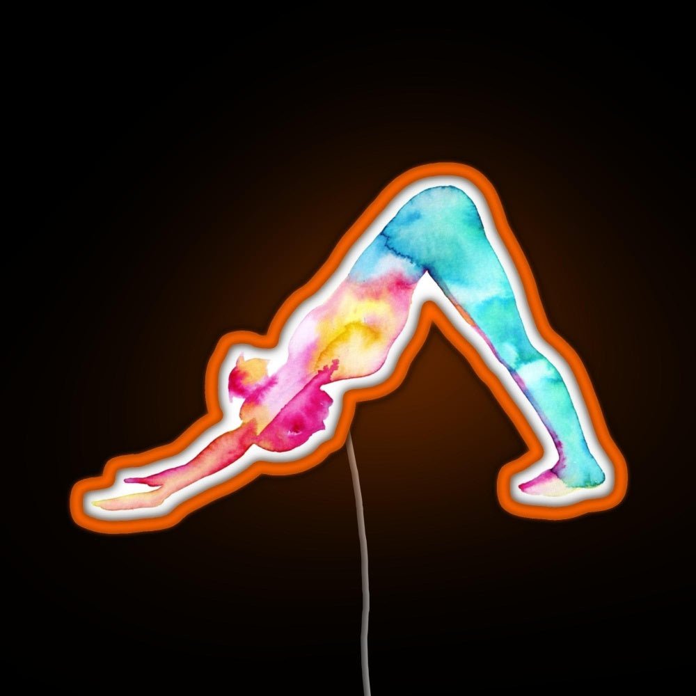 Downward Facing Dog In Watercolors Rgb Neon Sign - Shineneon
