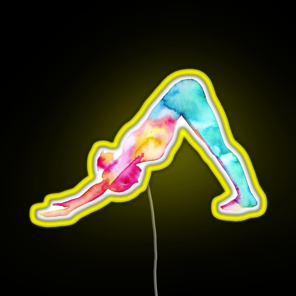 Downward Facing Dog In Watercolors Rgb Neon Sign - Shineneon