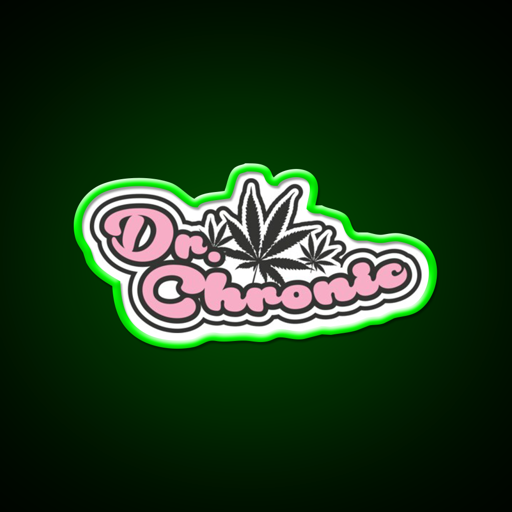Dr Chronic Seeds Hemp Inspired Green Leaf Led Neon Sign Rgb Color