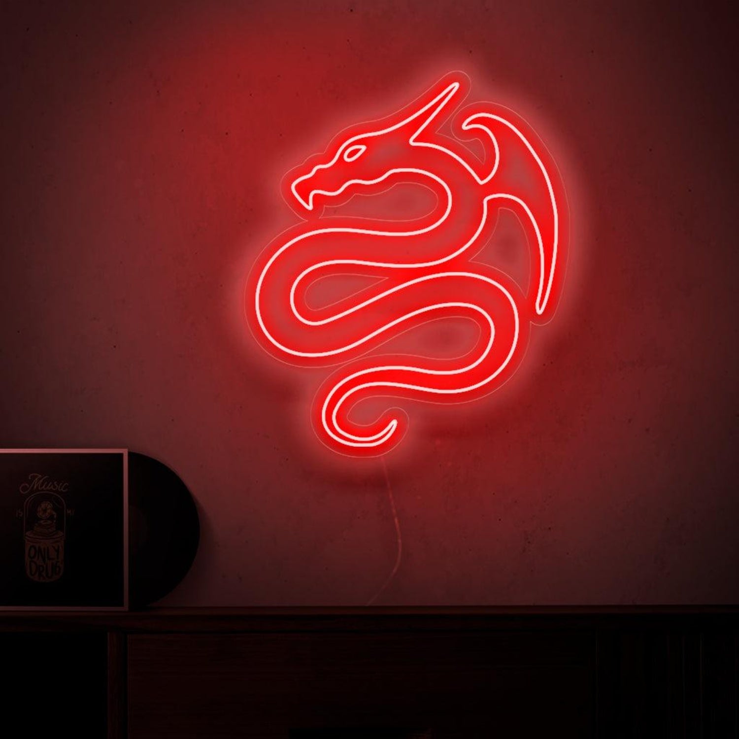 Dragon Red Modern Line Art Led Neon Sign For Home Studio Game Room Decor | Shineneon