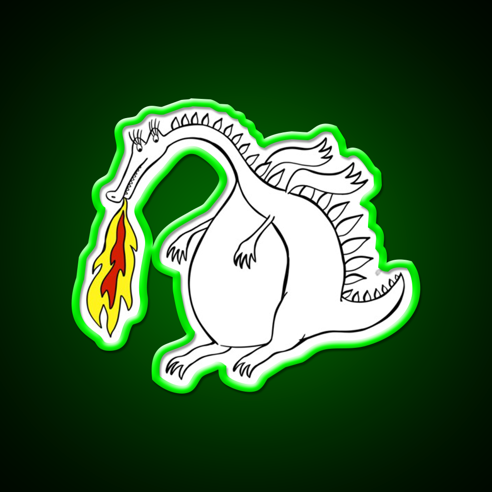 Dragon With Fire Asian Cultural Led Neon Sign Rgb Color