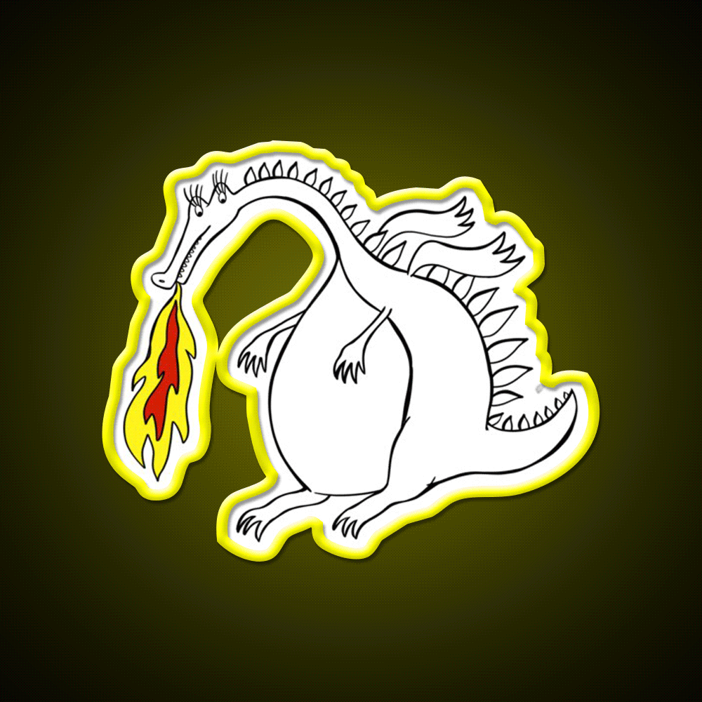 Dragon With Fire Asian Cultural Led Neon Sign Rgb Color