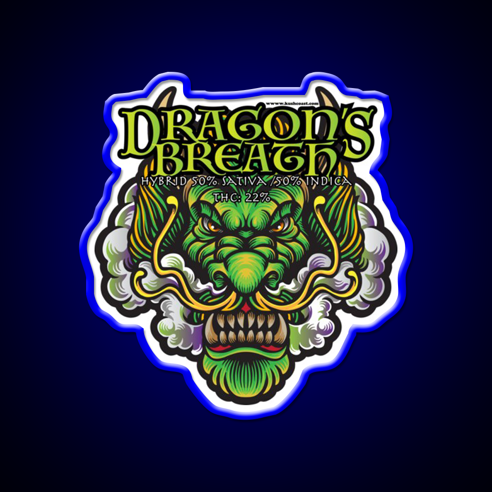 Dragons Breath Strain Art Hemp Inspired Green Leaf Led Neon Sign Rgb Color