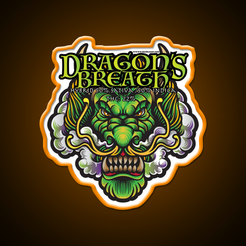 Dragons Breath Strain Art Hemp Inspired Green Leaf Led Neon Sign Rgb Color